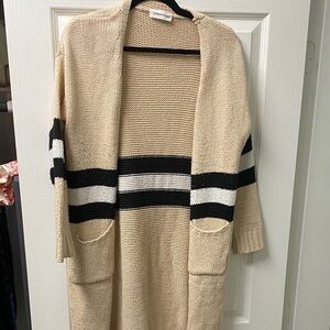 Cozy Cream and Black Striped Women's Sweater